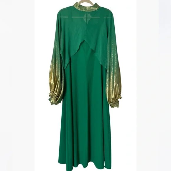 green emerald velvet dress Boho Midi Dress By Mikah: Green/Gold – The Mimi Boutique main image 1